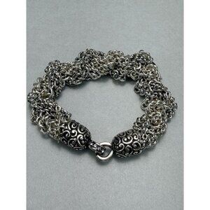 Brighton Cher Jazz Silver Multi Chain Twisted Stretch Bracelet